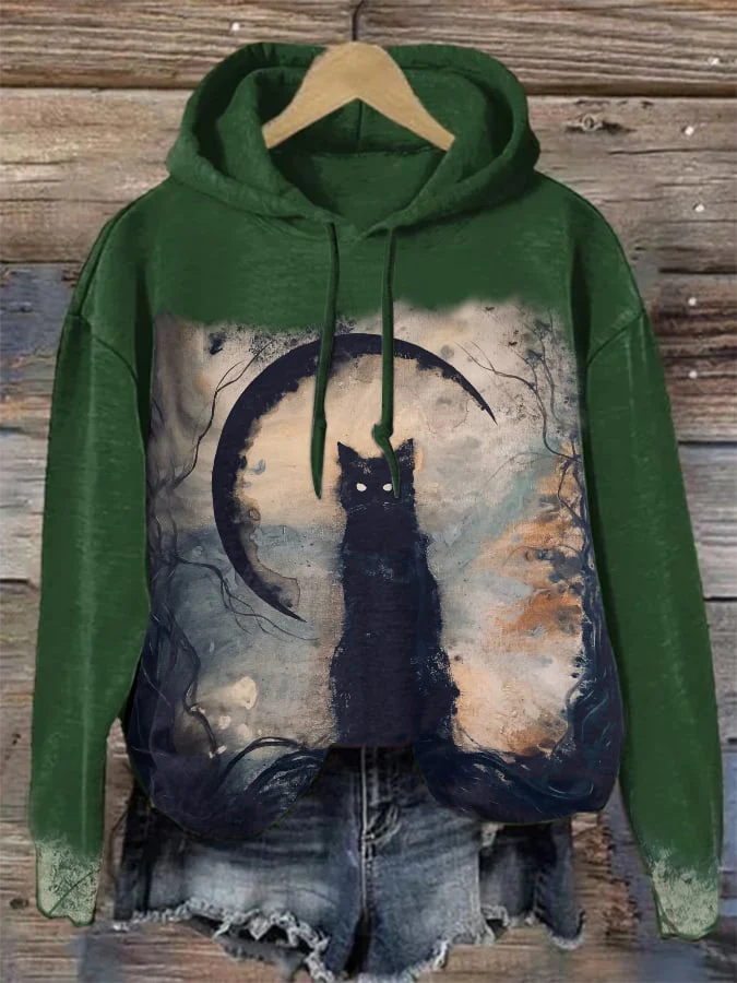 Halloween Vintage Cat Drawstring Sweatshirt - Image 6