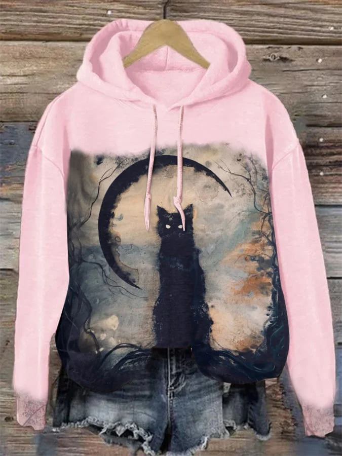 Halloween Vintage Cat Drawstring Sweatshirt - Image 7