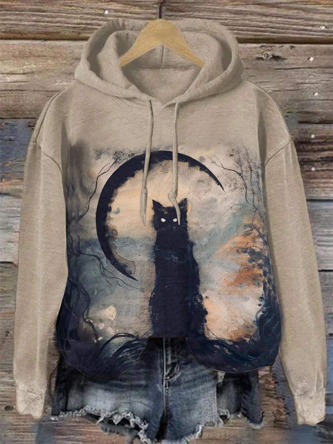 Halloween Vintage Cat Drawstring Sweatshirt - Image 8