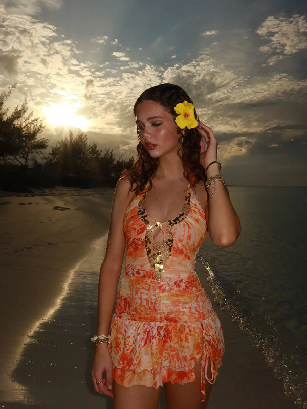 Halter neck sequin mini dress - Image 3