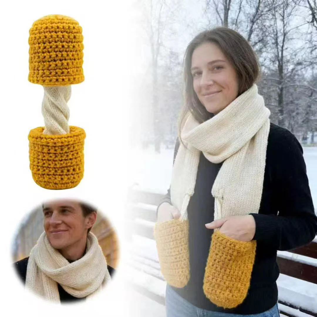 Handmade Chunky Knit Scarf & Basket Set - Cozy Winter Accessories