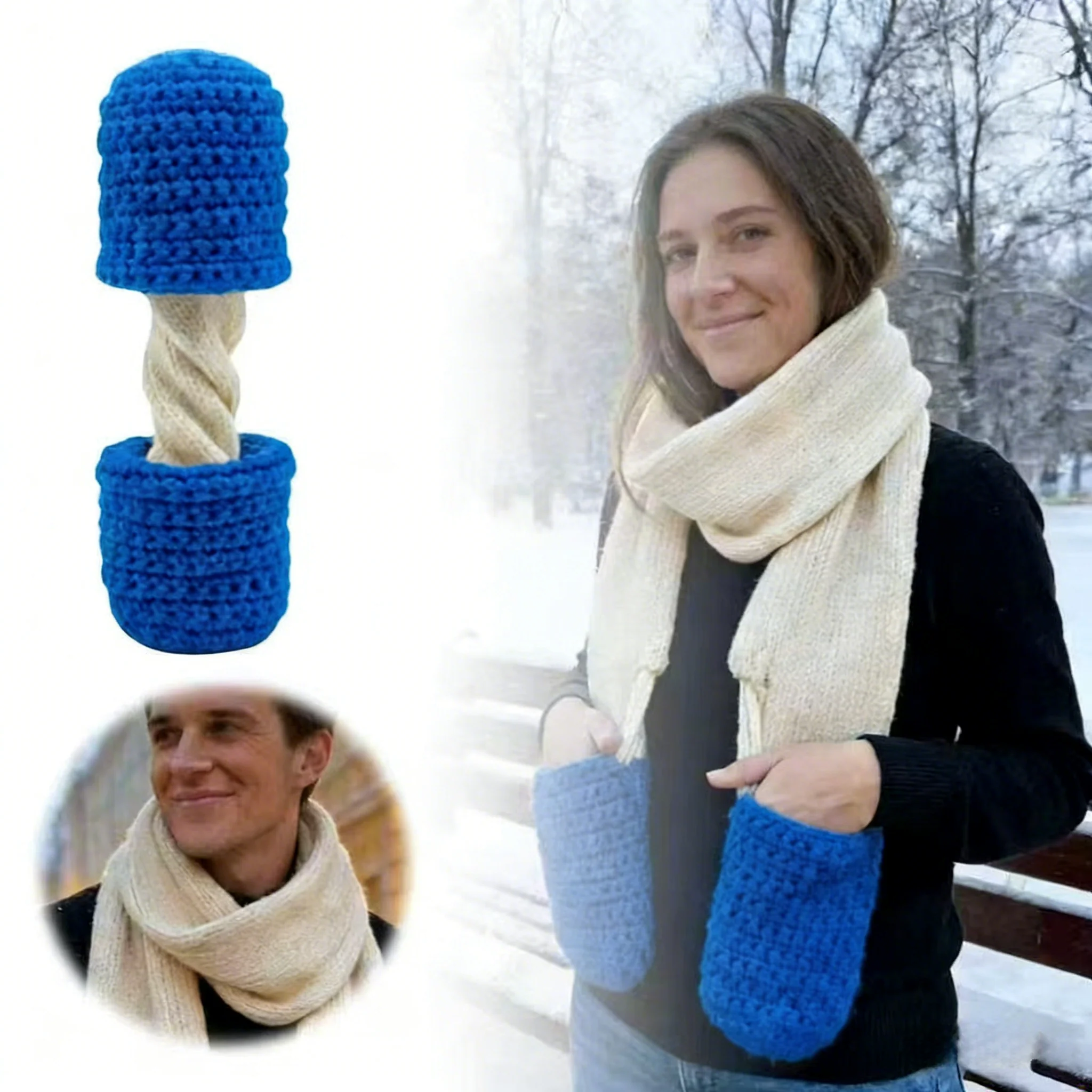 Handmade Chunky Knit Scarf & Basket Set - Cozy Winter Accessories - Image 3