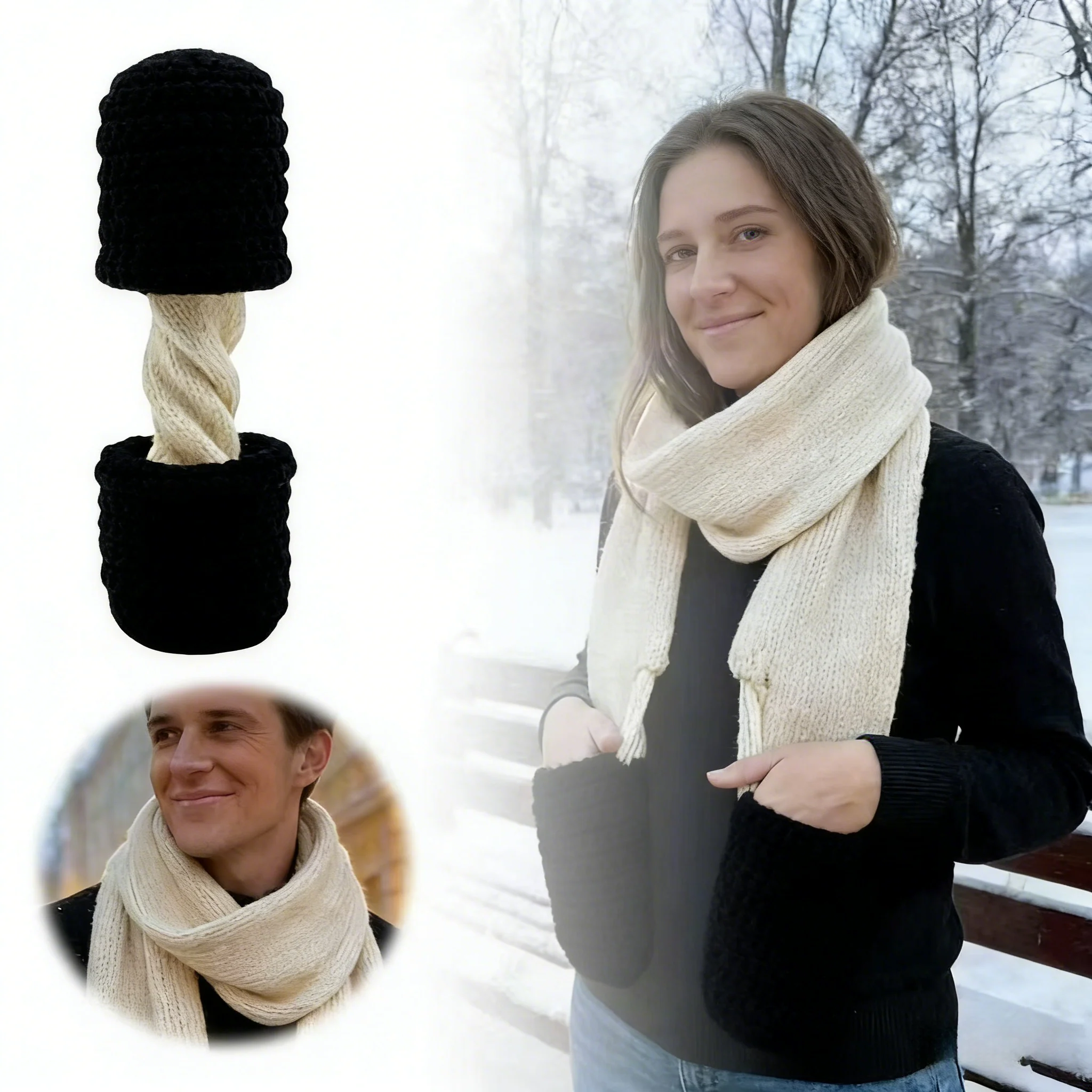 Handmade Chunky Knit Scarf & Basket Set - Cozy Winter Accessories - Image 4