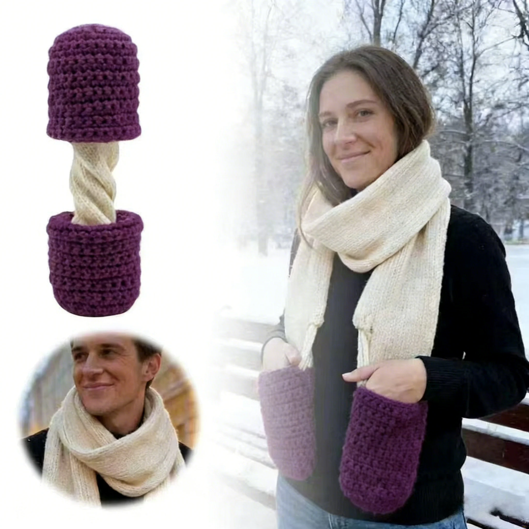Handmade Chunky Knit Scarf & Basket Set - Cozy Winter Accessories - Image 5