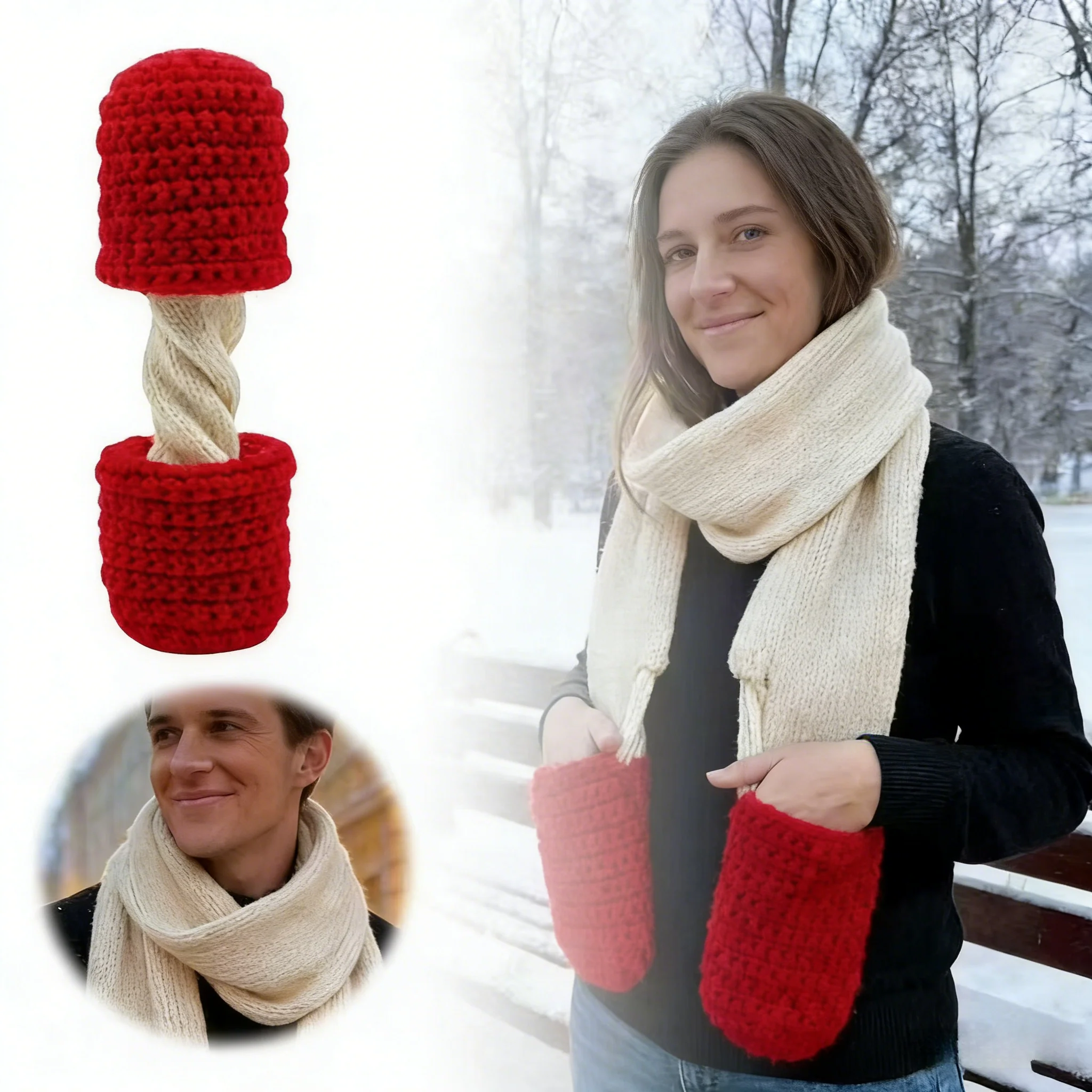 Handmade Chunky Knit Scarf & Basket Set - Cozy Winter Accessories - Image 6