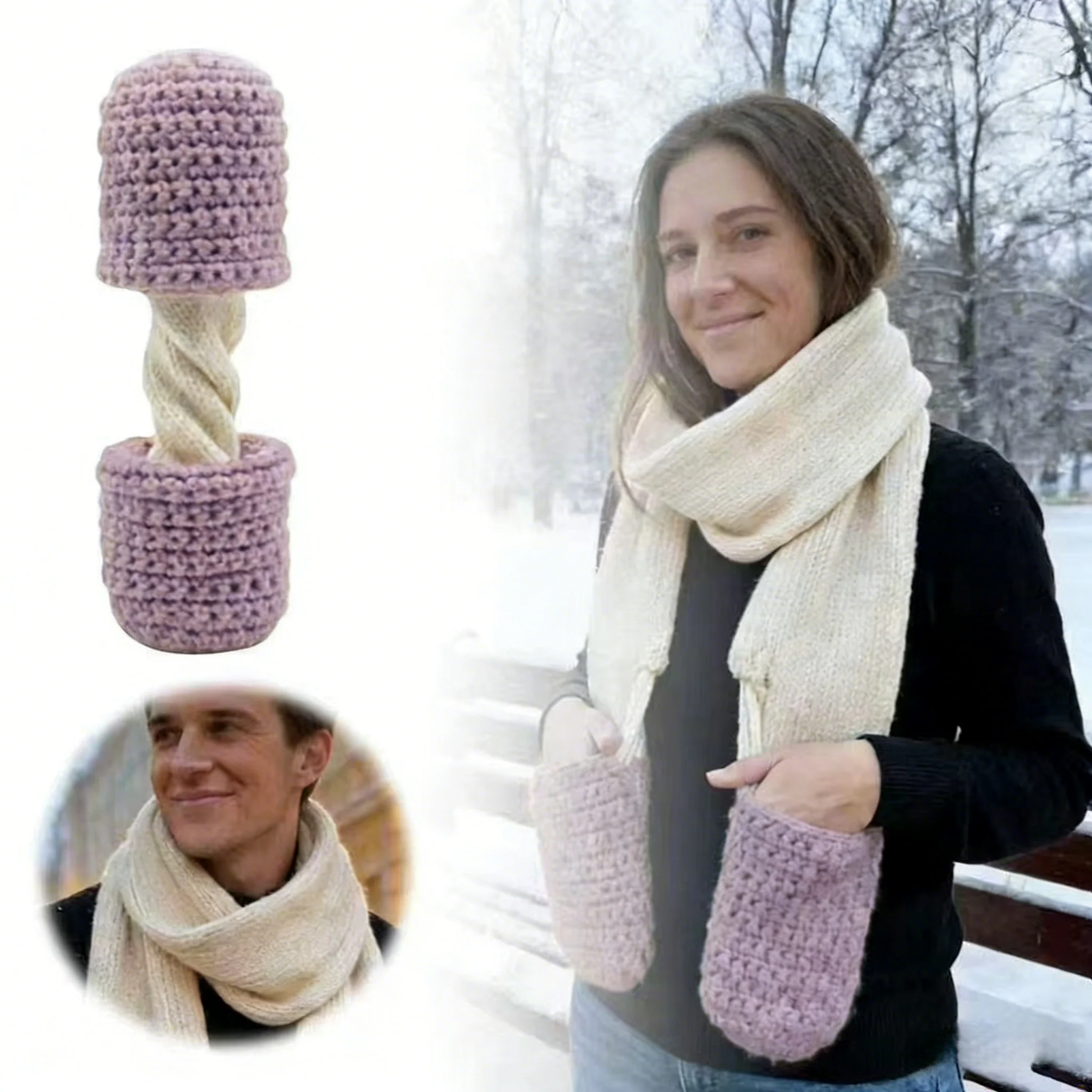 Handmade Chunky Knit Scarf & Basket Set - Cozy Winter Accessories - Image 7