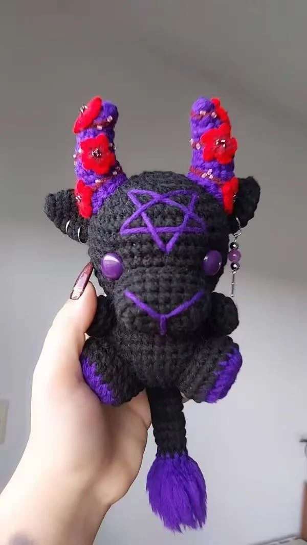 Handmade Crochet Demon Doll - Gothic Plush Toy