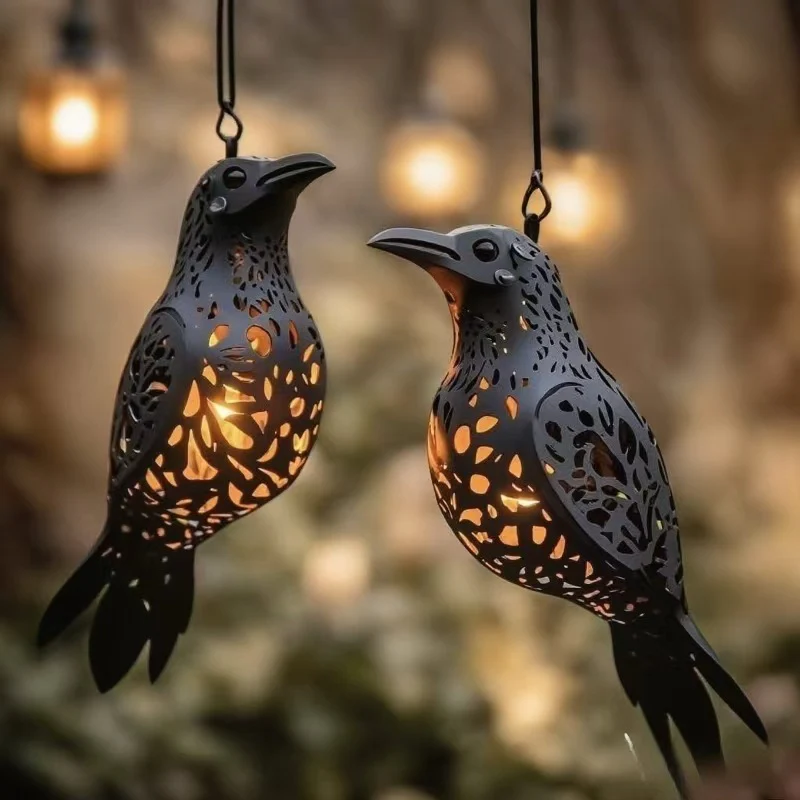Handmade Gothic Raven Hanging Lantern - Image 4