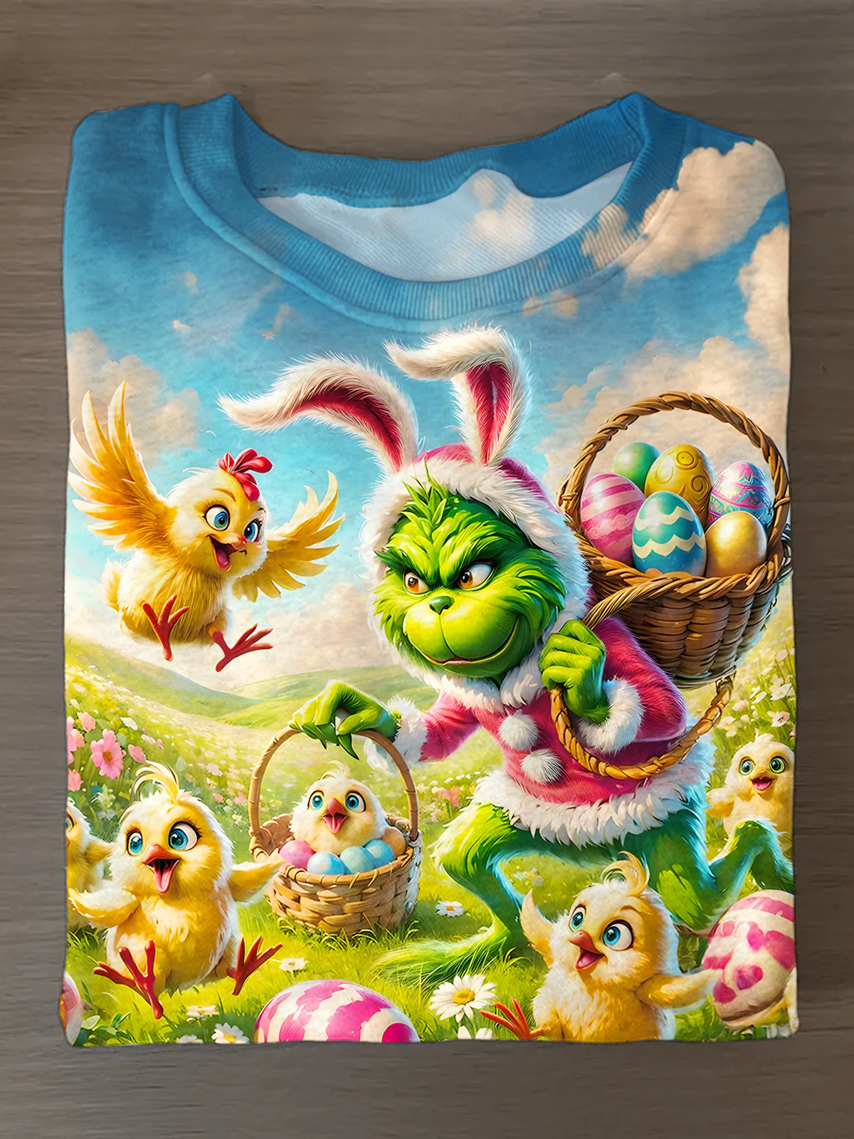 Happy Easter Bunny Grinch Printed Long Sleeve Casual Top