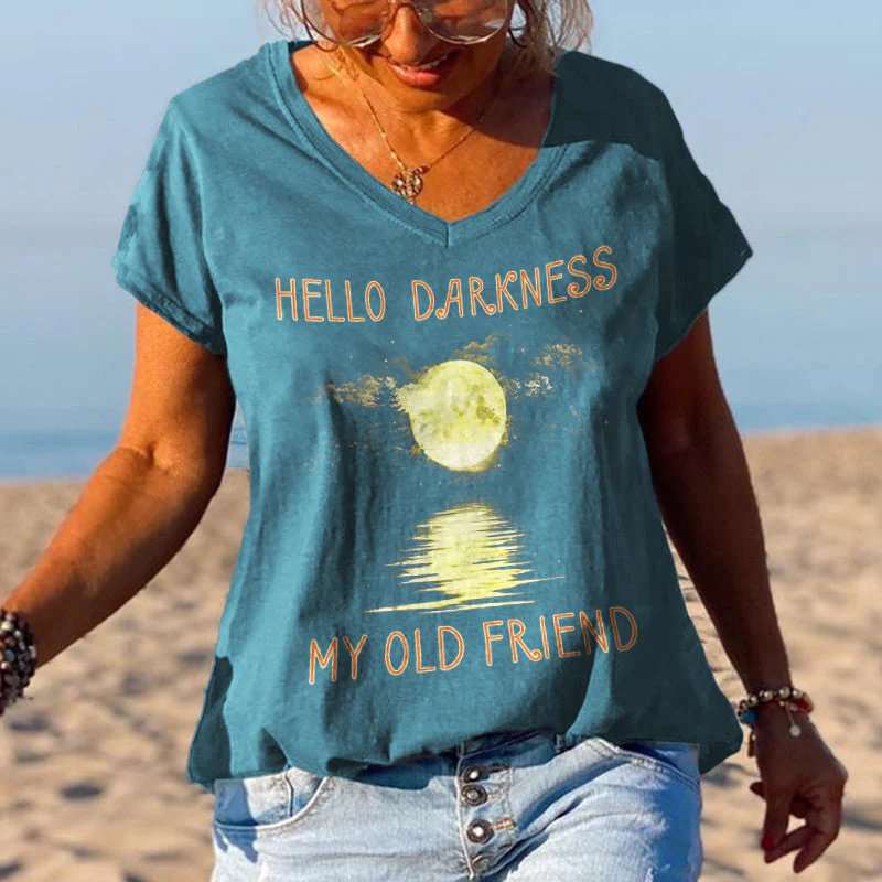 Hello Darkness My Old Friend Moonlight Printed Graphic Tees - Image 4