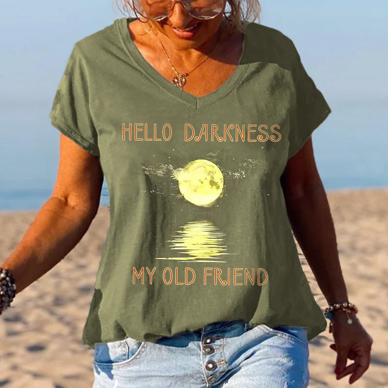 Hello Darkness My Old Friend Moonlight Printed Graphic Tees - Image 5