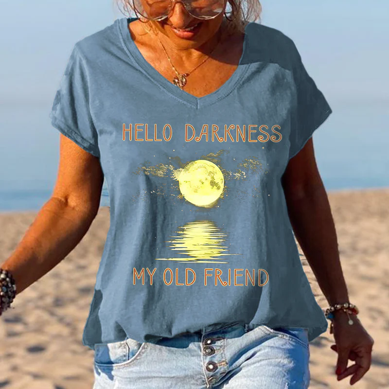 Hello Darkness My Old Friend Moonlight Printed Graphic Tees - Image 6