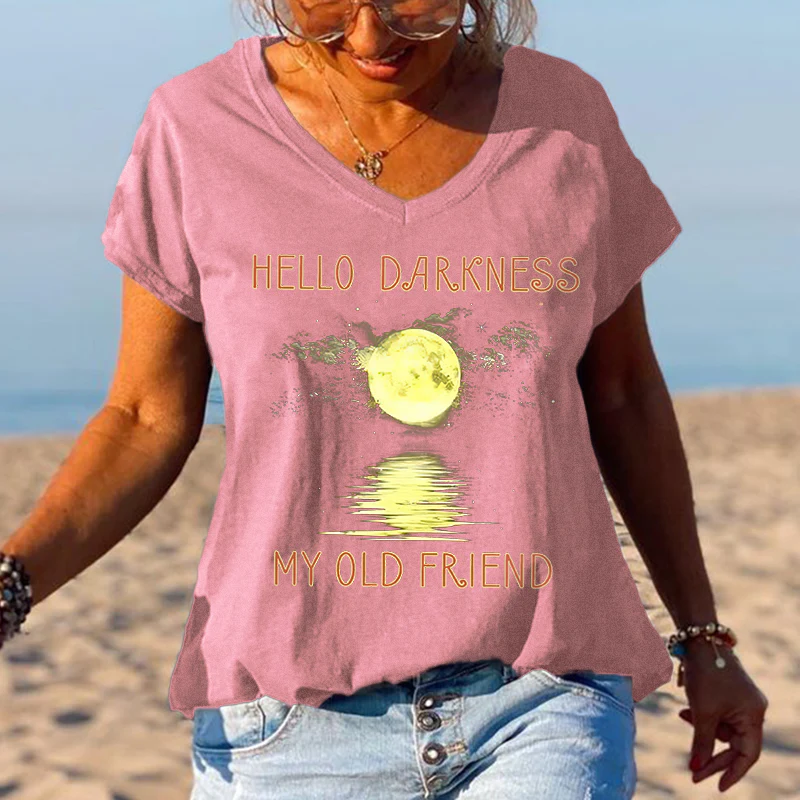 Hello Darkness My Old Friend Moonlight Printed Graphic Tees - Image 7