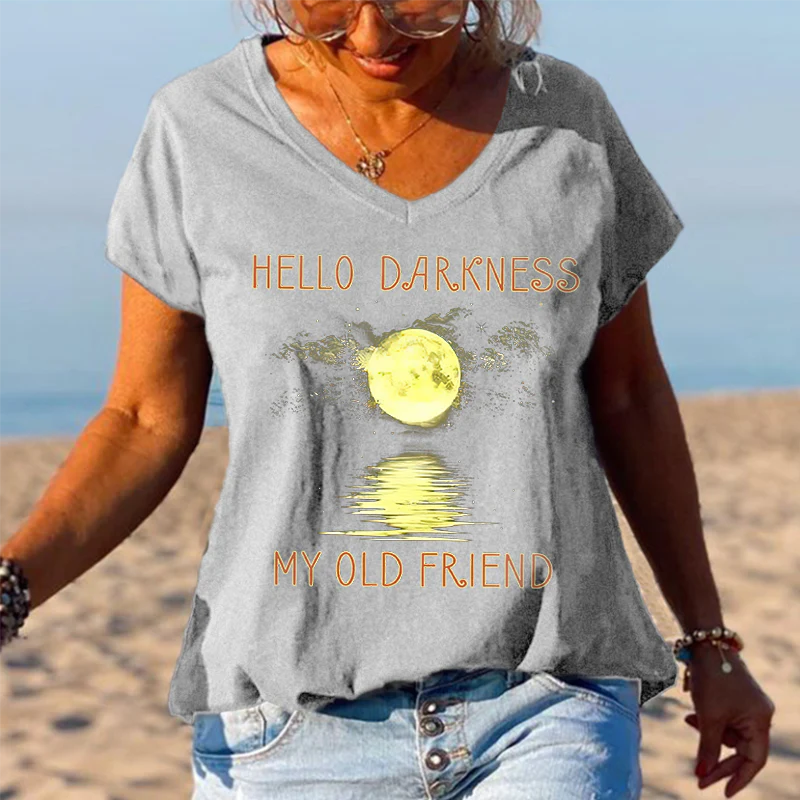 Hello Darkness My Old Friend Moonlight Printed Graphic Tees - Image 8