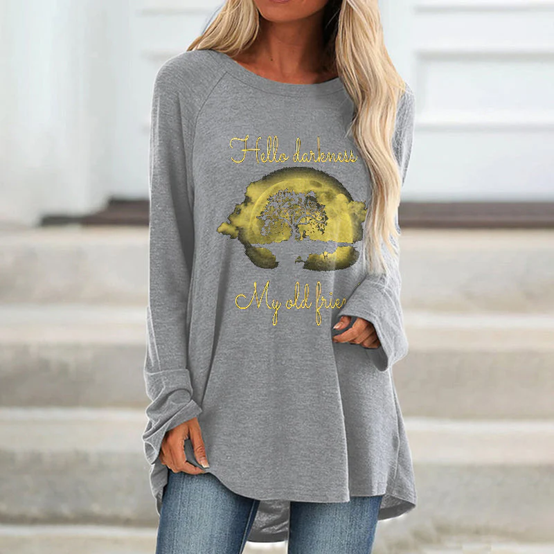 Hello Darkness My Old Friend Printed Loose T-shirt - Image 2