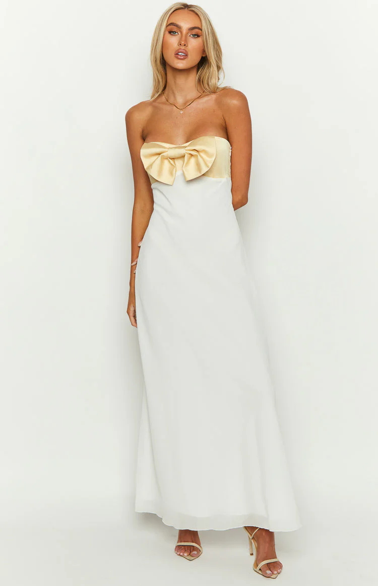 Honeydew Yellow Bow Maxi Dress - Image 3