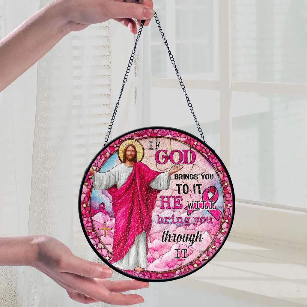 If God Brings You To It, He Will Bring You Through It Faux Stained Glass Suncatcher - Image 5