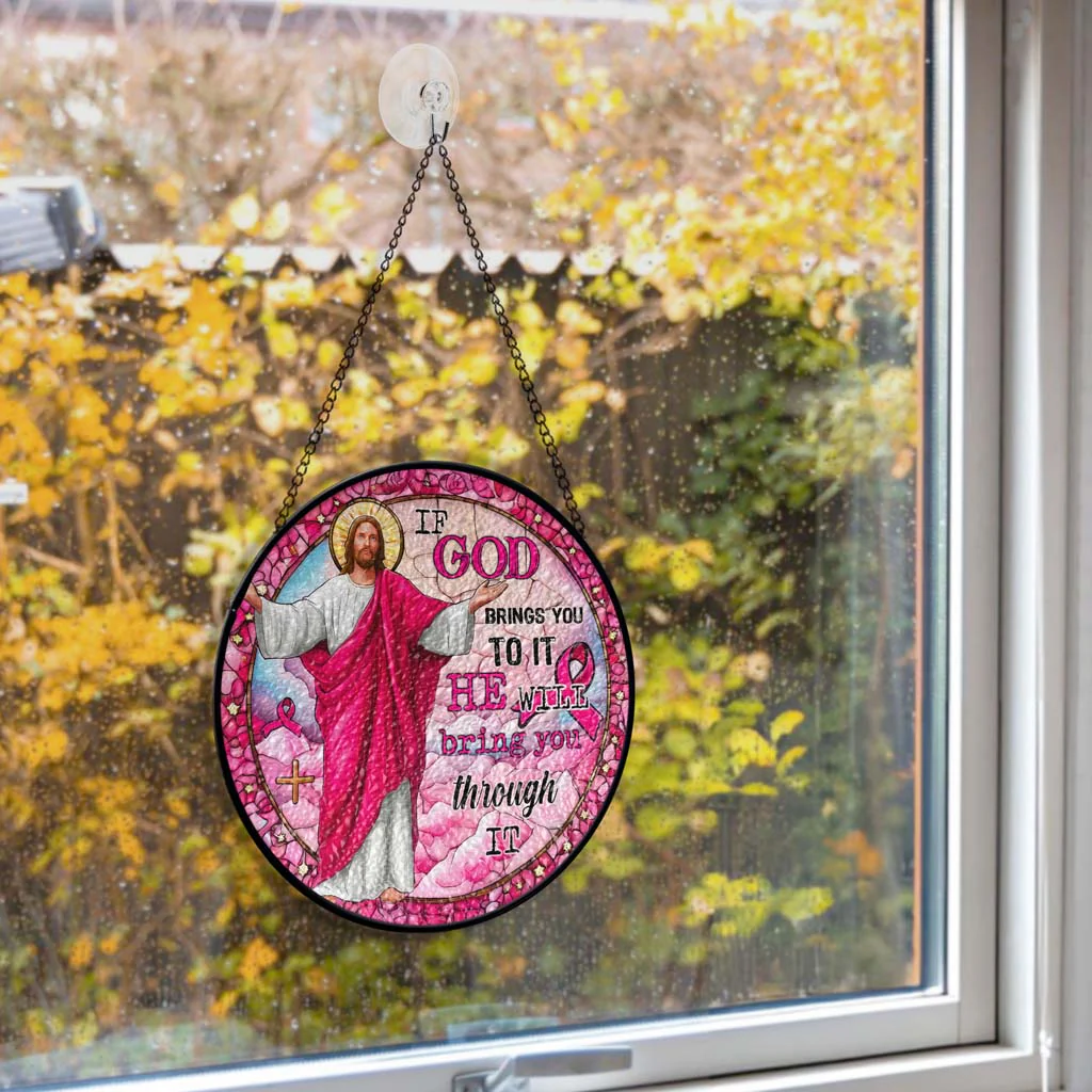 If God Brings You To It, He Will Bring You Through It Faux Stained Glass Suncatcher - Image 6