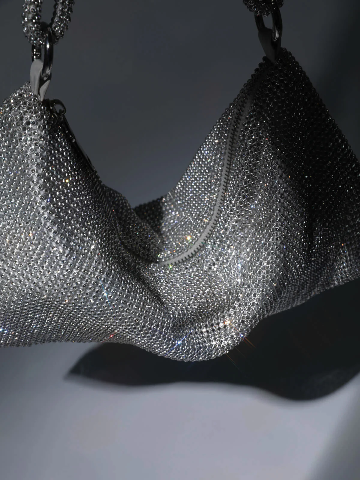 Jean Rhinestone Shoulder Bag In Silver - Image 4