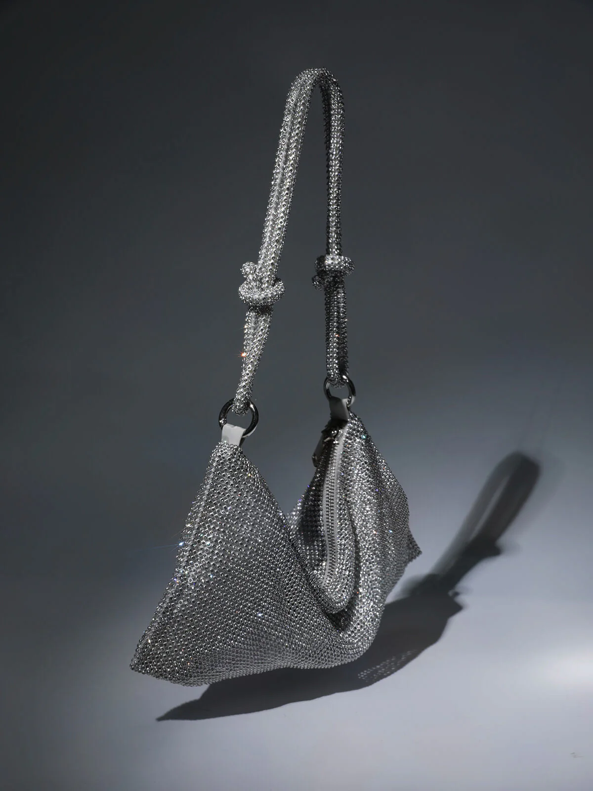Jean Rhinestone Shoulder Bag In Silver - Image 5