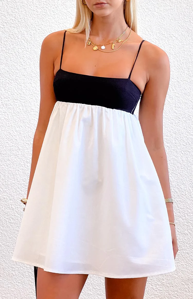 Karia White Contrast Mini Dress - Image 7