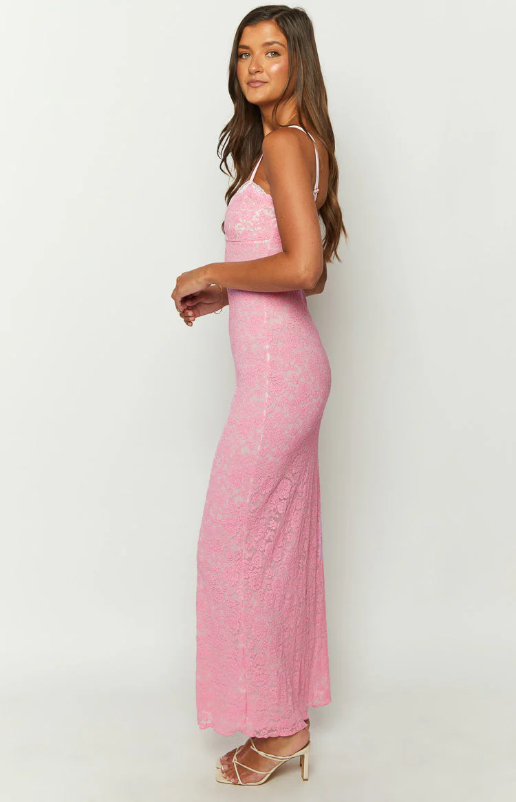 Kata Pink Lace Maxi Dress - Image 5