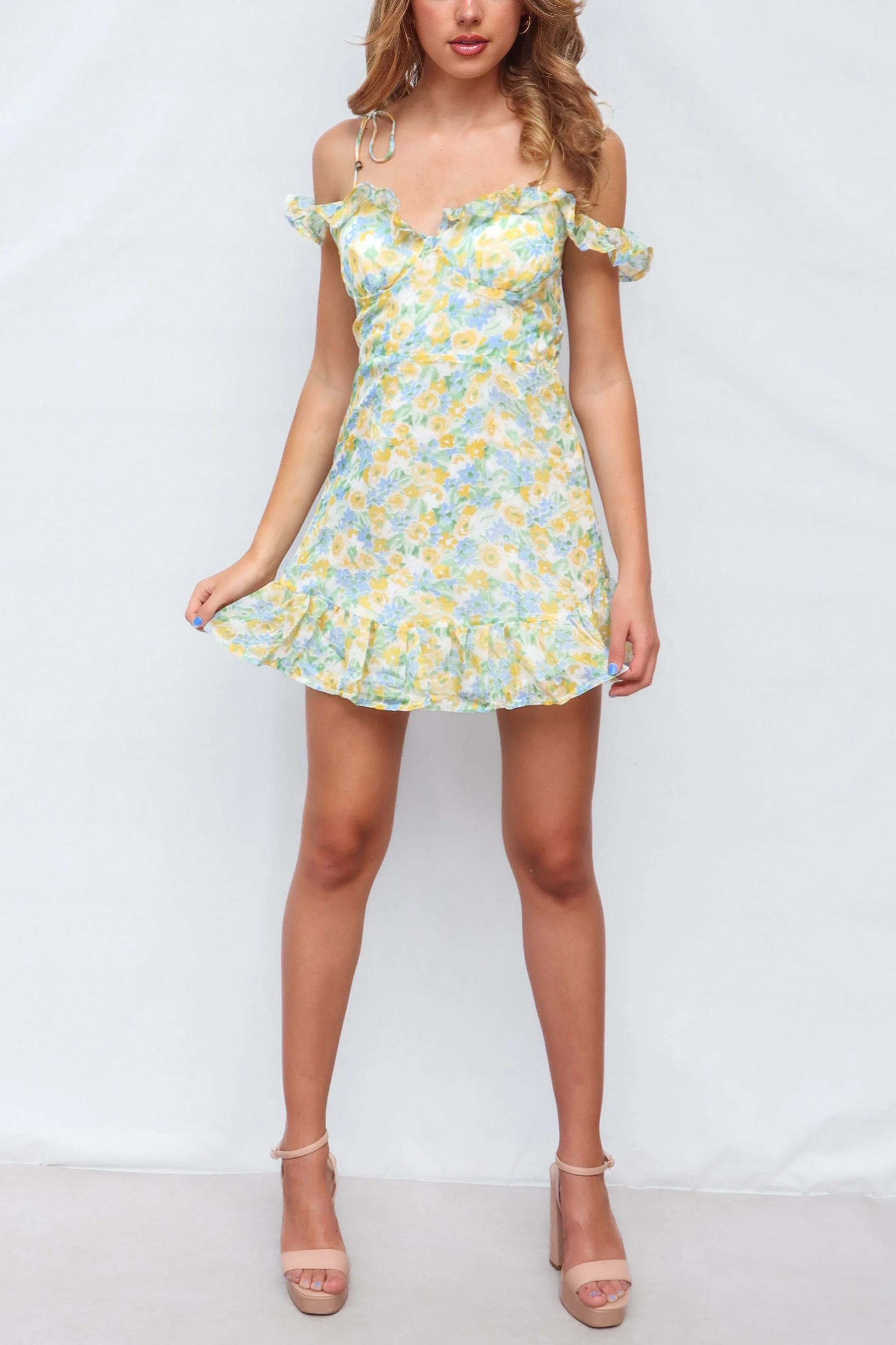 Keziah Mini Dress - Yellow Floral - Image 2