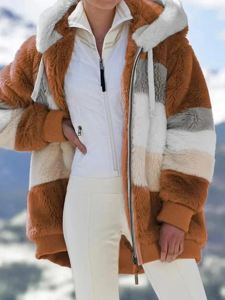 Cozy Fuzzy Color Block Coat - Image 10