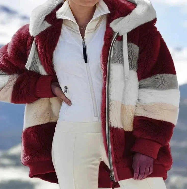 Cozy Fuzzy Color Block Coat - Image 7