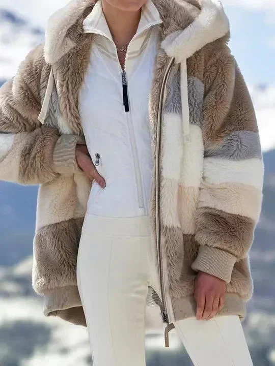Cozy Fuzzy Color Block Coat - Image 8