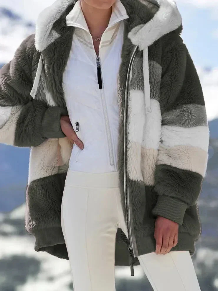 Cozy Fuzzy Color Block Coat - Image 9