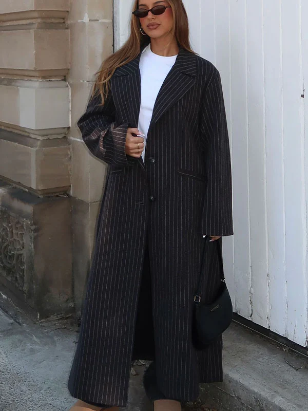 Lapel neck stripes trench