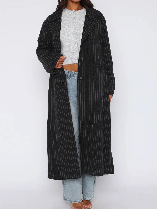 Lapel neck stripes trench - Image 3