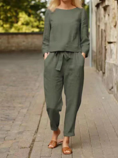 Women's Solid Color Fashion Leisure Suit Two-piece Set Suit - Image 12