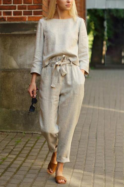 Women's Solid Color Fashion Leisure Suit Two-piece Set Suit - Image 8