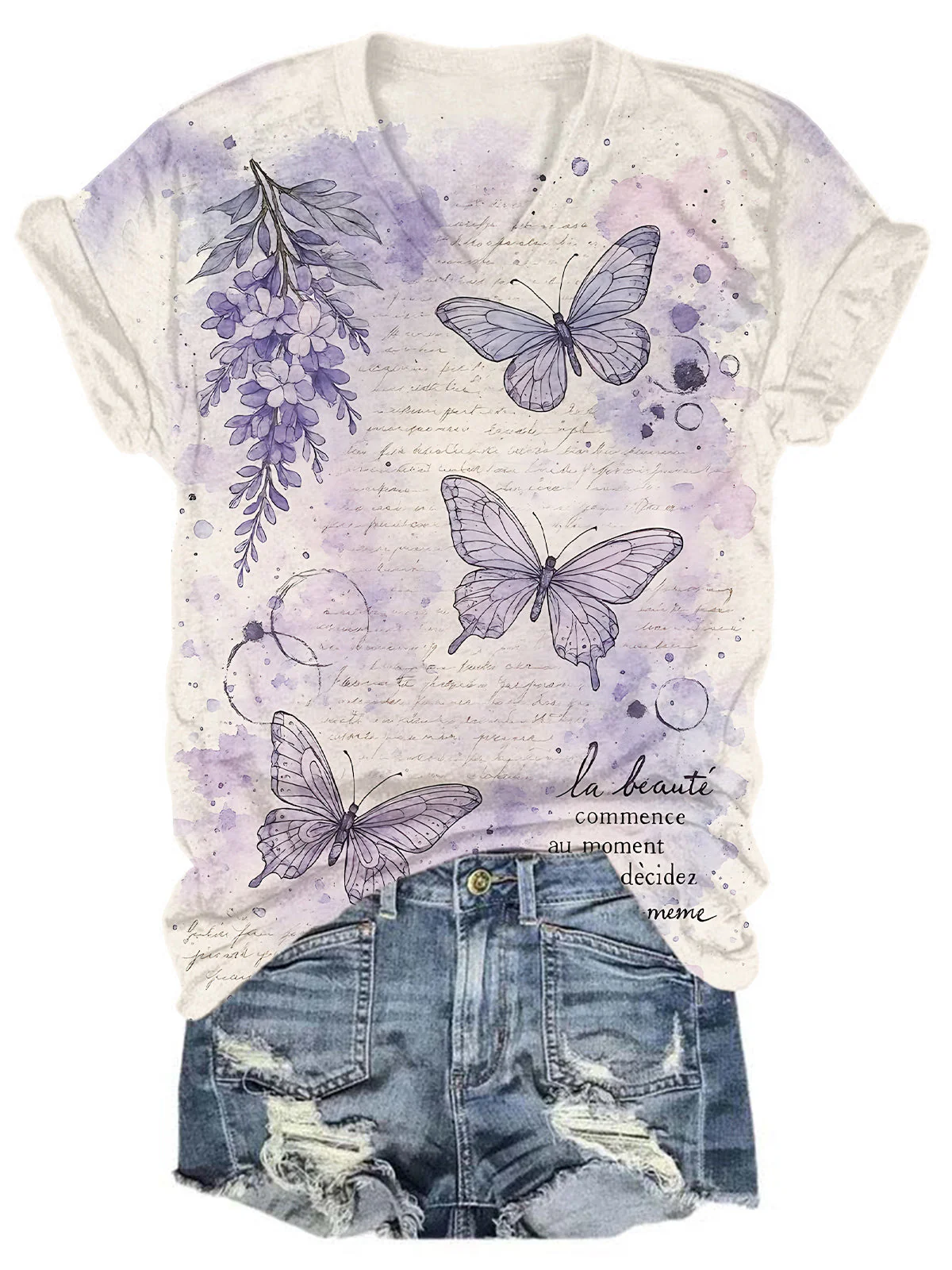 Literary Butterfly V-neck T-Shirt