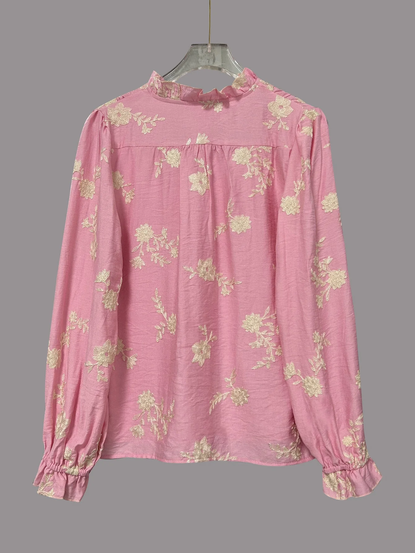 Long Sleeve Printed Top Lapel Lantern Sleeve Shirt - Image 5