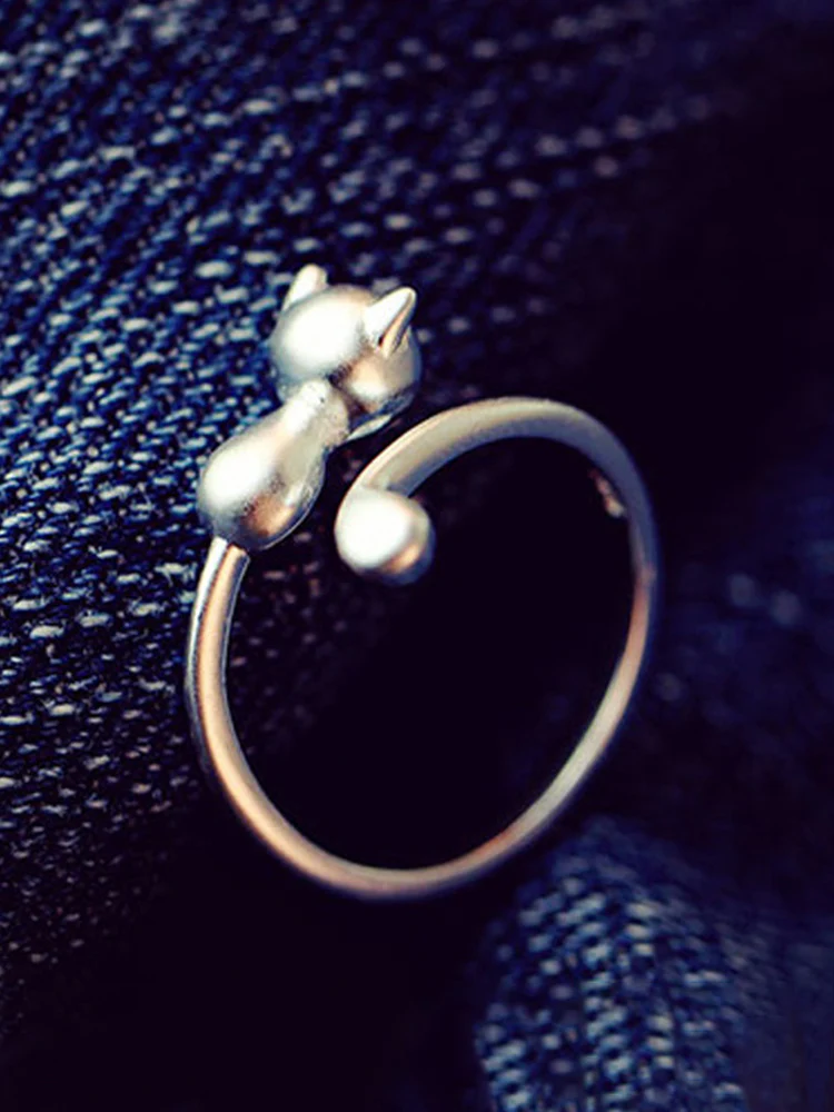 Long Tailed Cat Silver Ring - Image 3