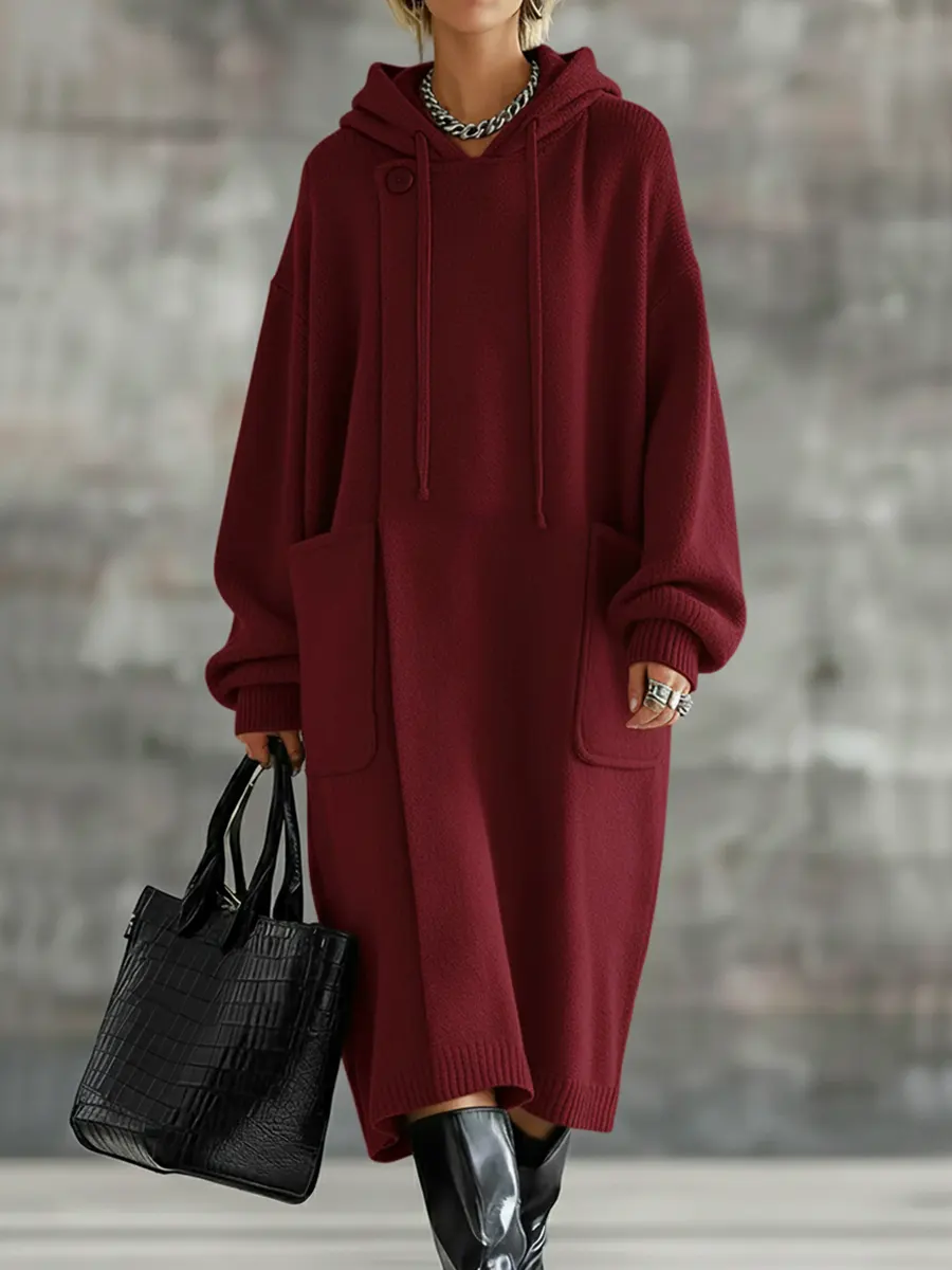 Loose And Comfortable Hooded Long Cardigan - Image 3