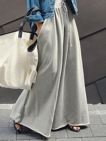 Loose Urban Gray Wide Leg Elastic Waist Pants - Image 24