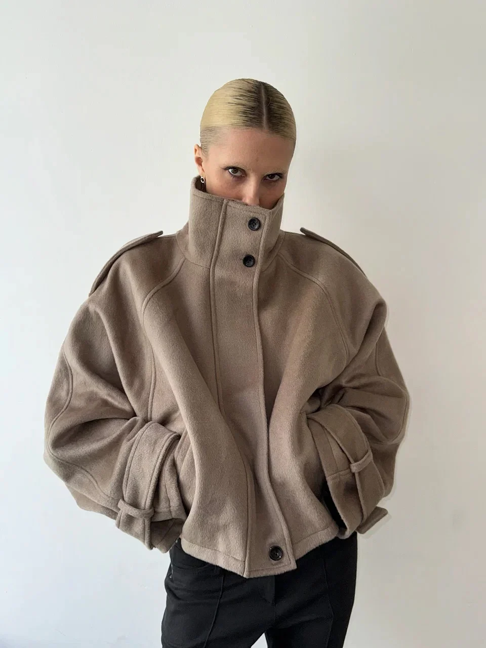 Loose Versatile Stand Collar Short Woolen Coat - Image 6