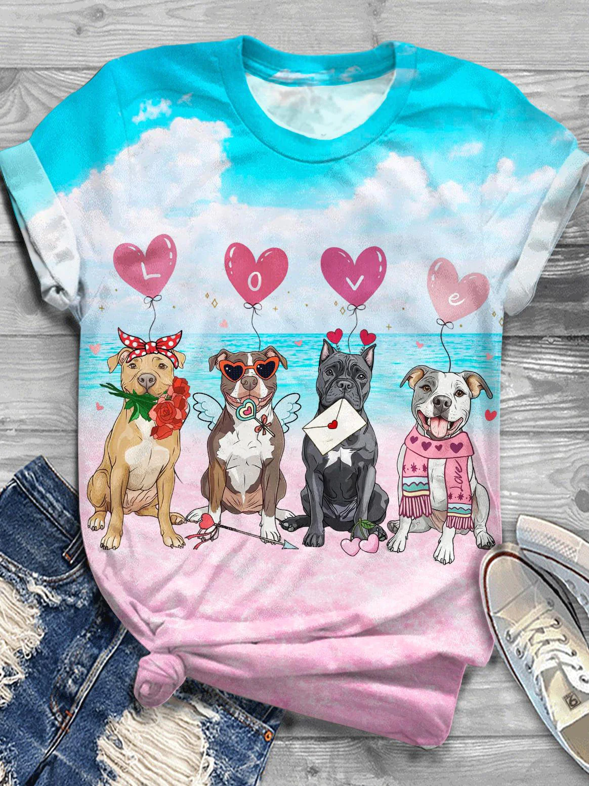 LOVE Fun Puppy Crew Neck T-shirt