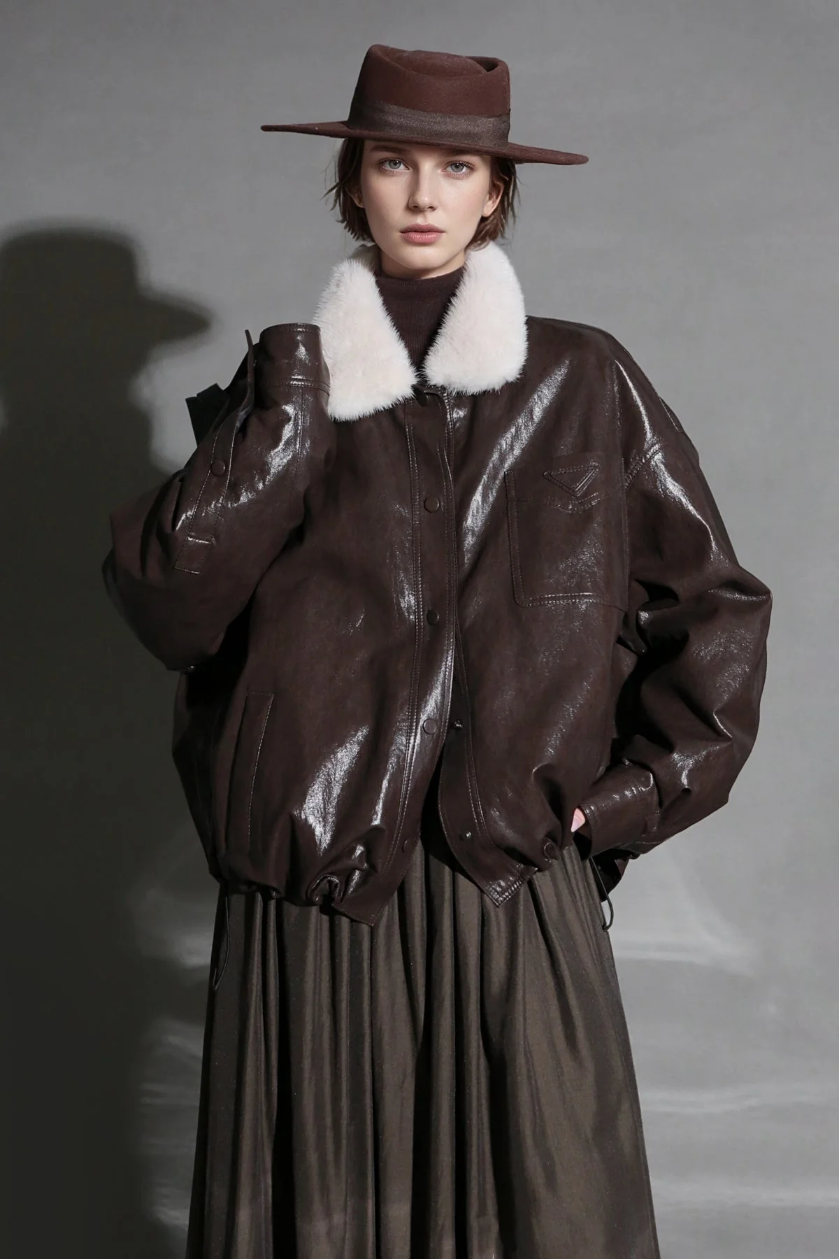 Luxury Sheepskin Down Jacket – Short Oil-Wax Leather Coat with Mink Fur Collar & Goose Down Fill, Winter Outerwear - Image 7