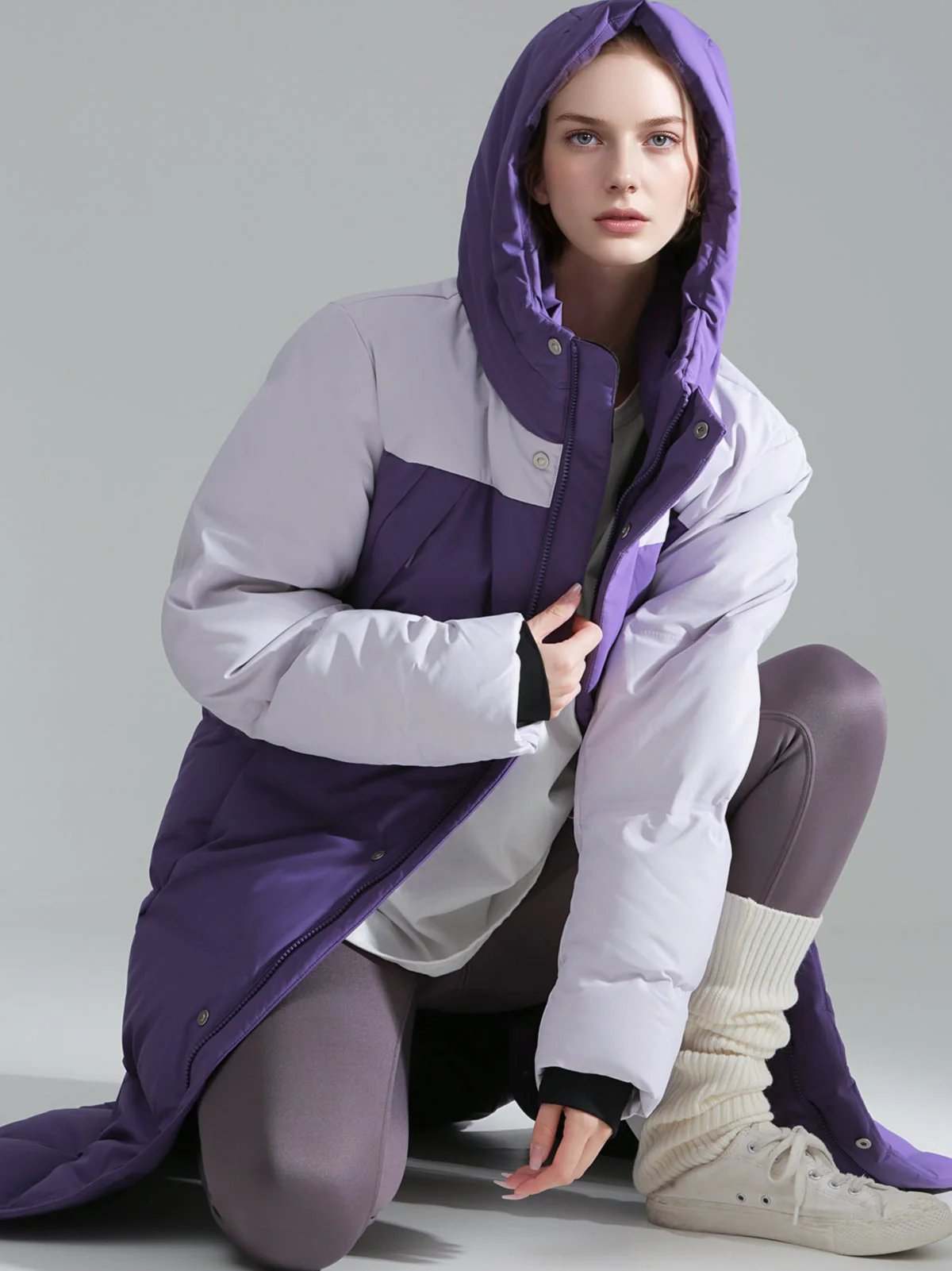 Macaron Color Long Down Coat for Women – Warm Lightweight Goose Down Puffer Jacket, Outdoor Winter Outerwear - Image 8