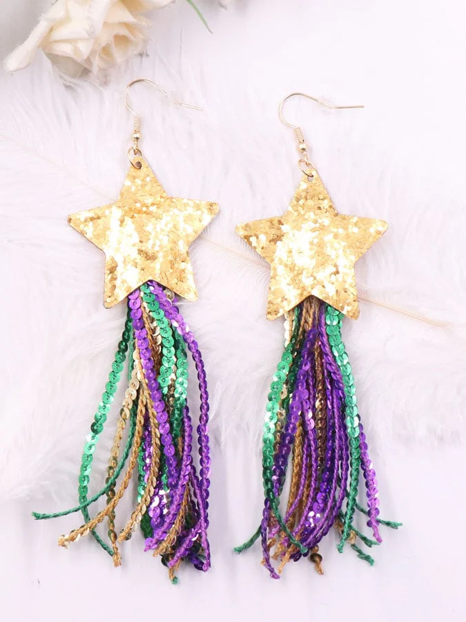 Mardi Gras Colorful Tassel Earrings