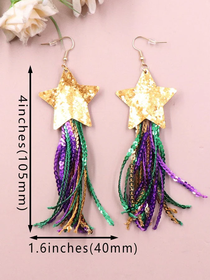 Mardi Gras Colorful Tassel Earrings - Image 5