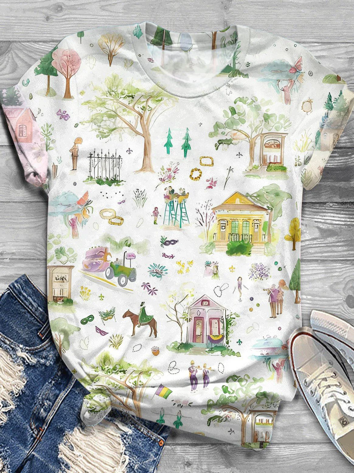 Mardi Gras Crew Neck T-shirt
