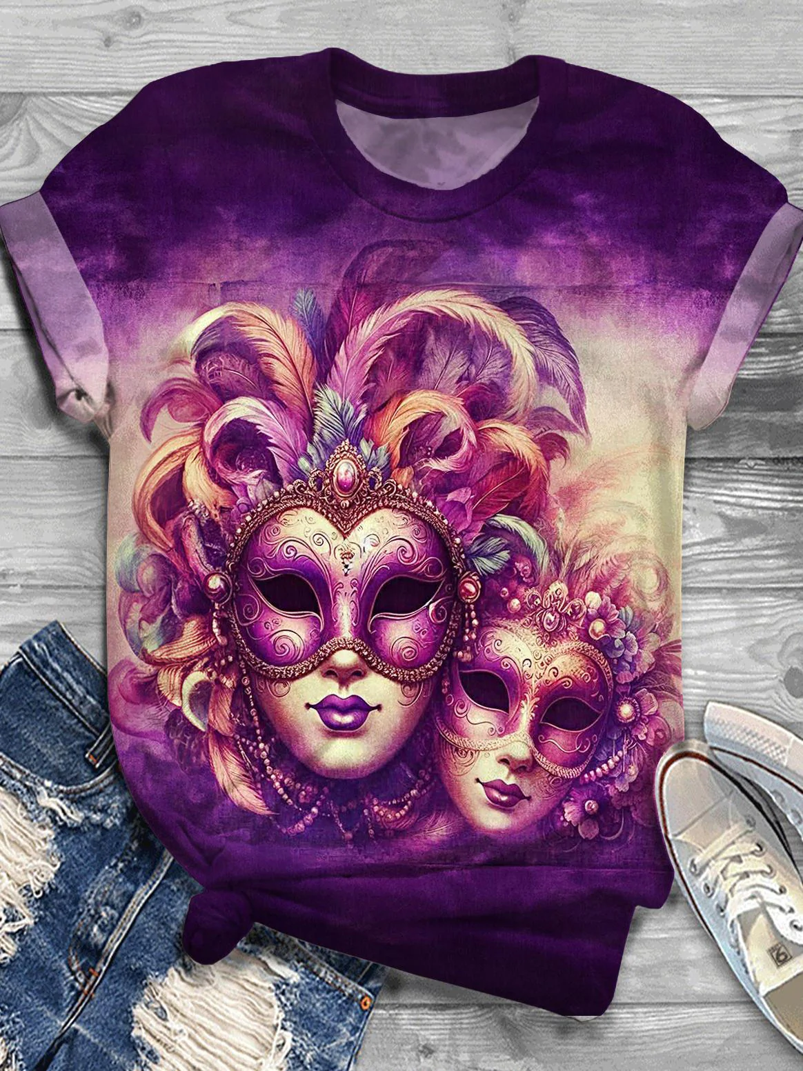 Mardi Gras Crew Neck T-shirt