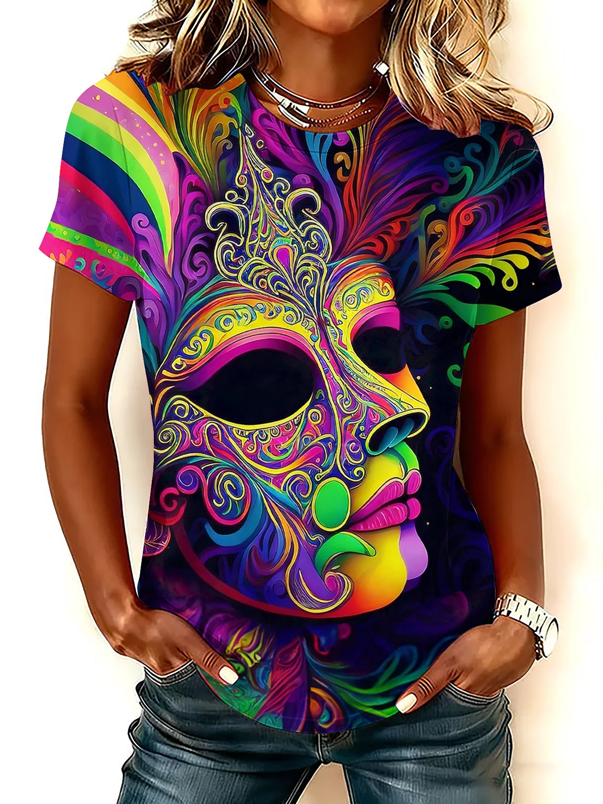 Mardi Gras Crew Neck T-shirt
