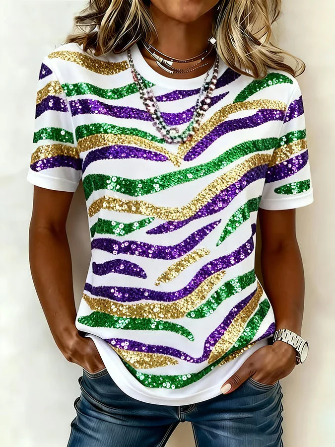 Mardi Gras Crew Neck T-shirt